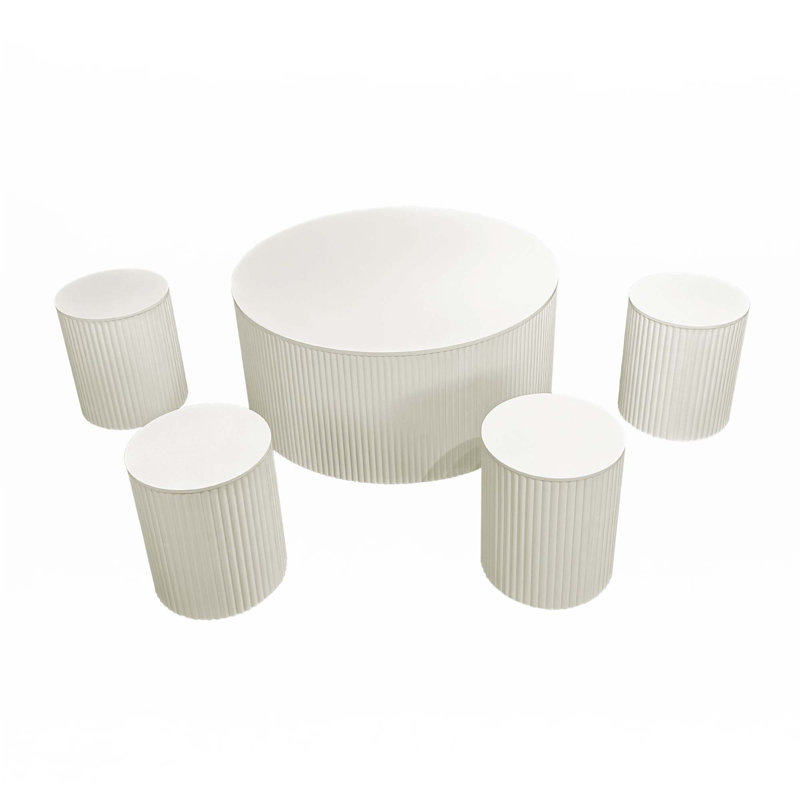 Tables basses Wave Stripe, ensemble de 5, Beige