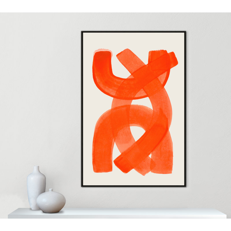 «Orange Strokes Print» par Haniff, Toile avec cadre, 41.5'' W x 61.5'' H, Flottant espresso