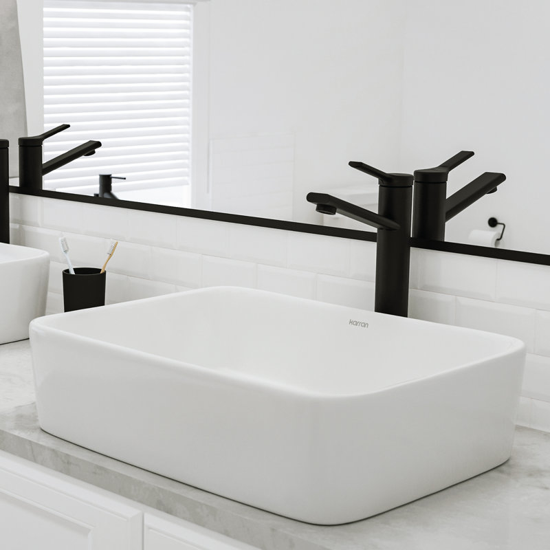 Karran Valera 19 In. Vitreous China Rectangular Vessel Bathroom Sink