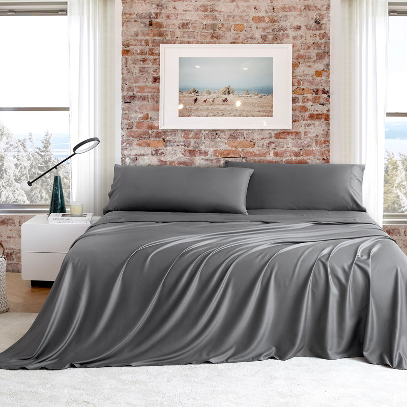 Snorze Cloud Snorze Coma Inducer Silky Rayon Sheet Set, Queen, Charcoal