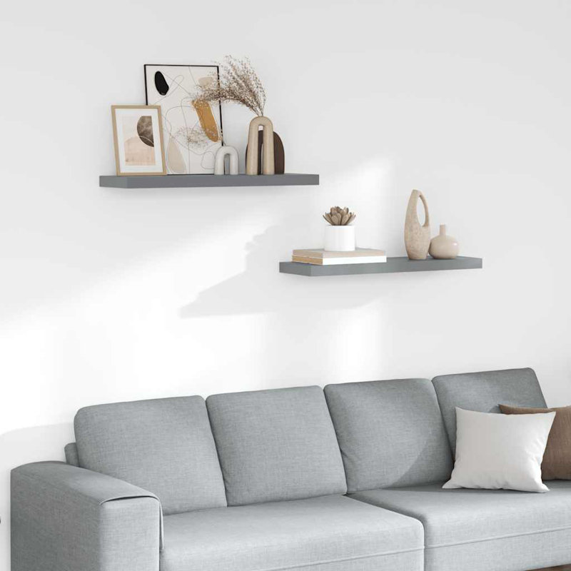 Tablette murale Tablette flottante à fixation murale pour cadre photo, 1.5" H x 31.5" W x 9.3" D, Gris