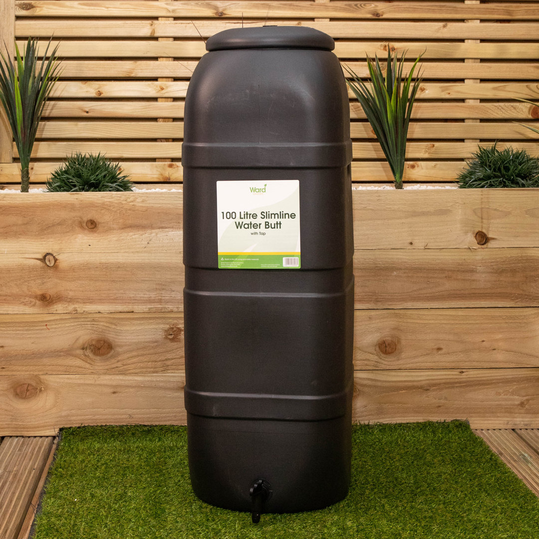 Strata Slim Space Saver Water Butt 100L - Black - Includes Lid & Tap - Carry Handles - Image 5