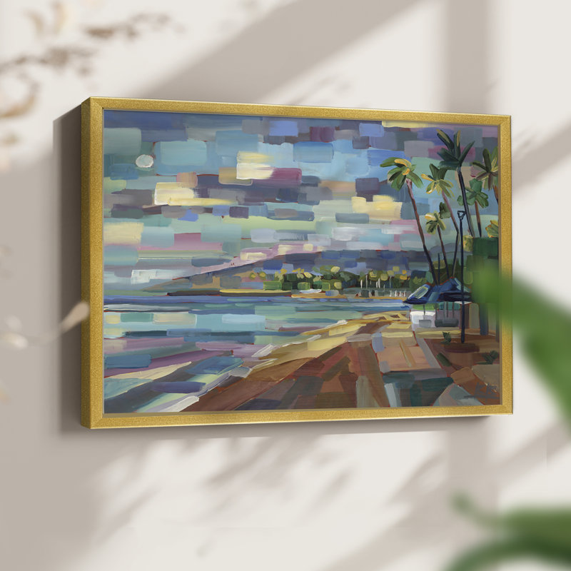 Morning Moon Over Waikiki - Reproduction encadrée - Restickable