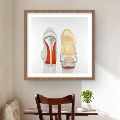 Red and White Pumps | Fashion Woman Framed Matted Print