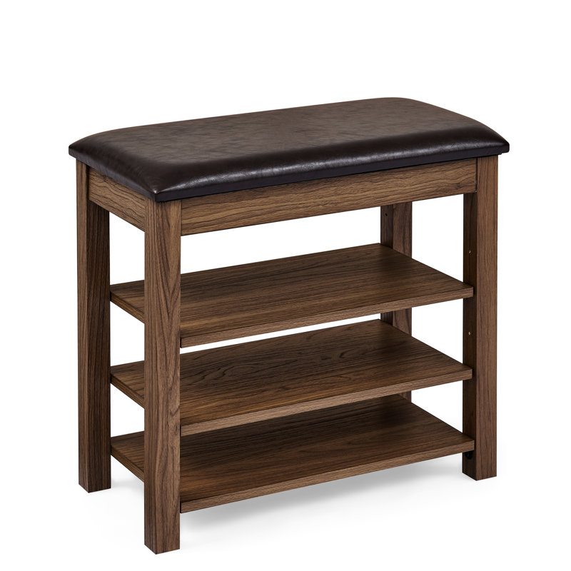 Small Shoe-Changing Bench With Shelves, Brown