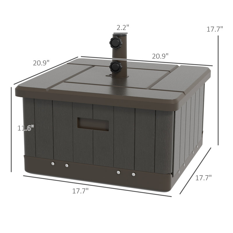 Brown Polypropylene 3-in-1 Outdoor Umbrella Base Table Planter