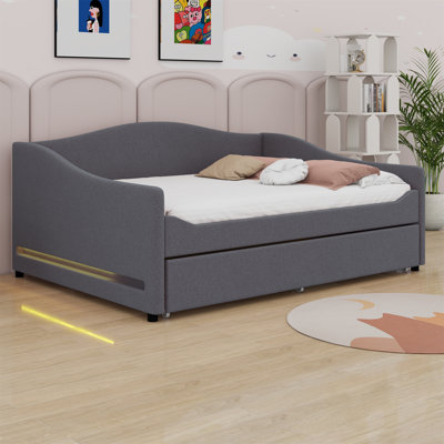 Upholstered Daybed With Light And Trundle