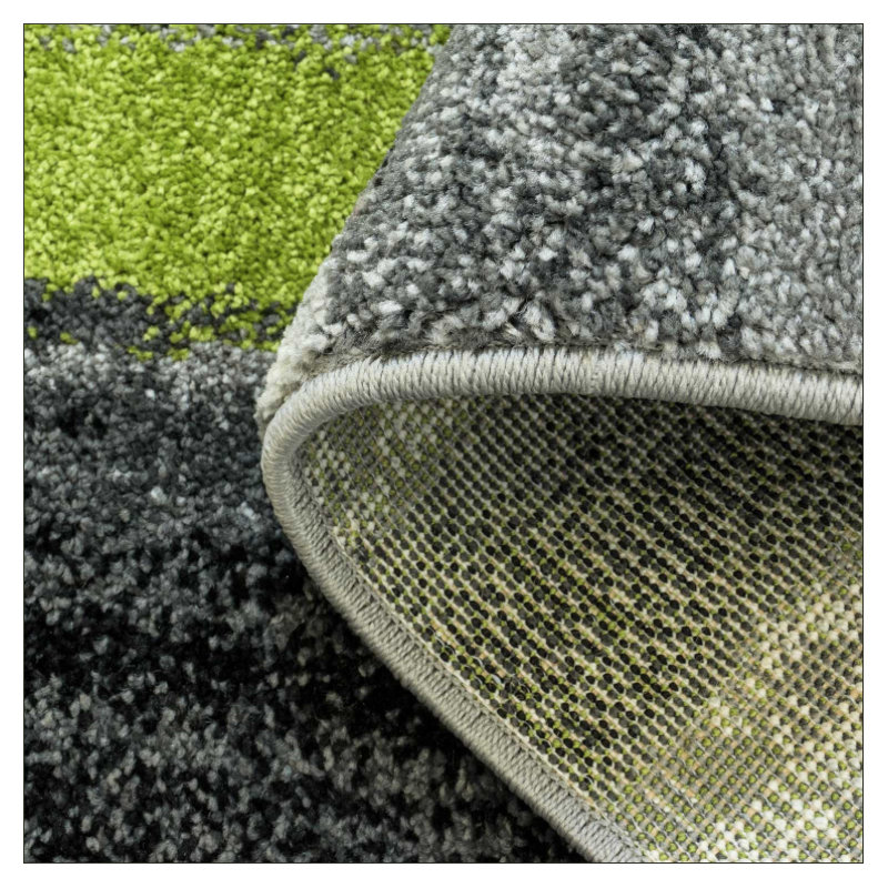 Tapis vert / gris à motif abstrait Croskey, Rectangle 6 pi 3 po x 9 pi 3 po