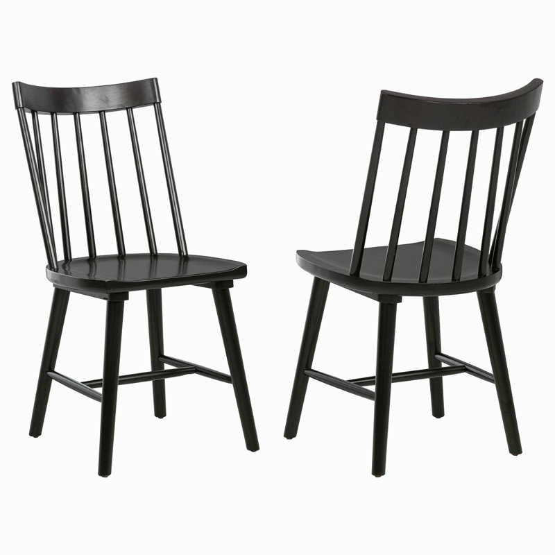 Chaise d'appoint en bois massif (ensemble de 2), Noir