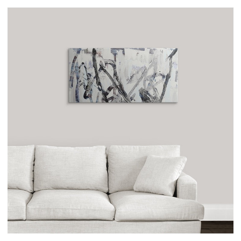 «Gestural I» Bellinda, reproduction d'art, H 20 po x l 32 po x P 1 po, Cadre noir