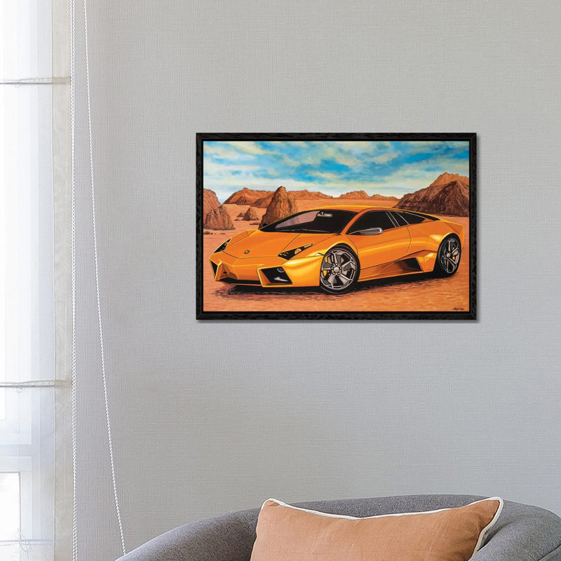 Lamborghini Reventon by Paul Meijering - Painting on Canvas, 66.04 cm H x 45.72 cm W, Black Framed