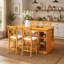 Ensemble de salle à manger de style campagnard 5 pièces avec table en bois massif de 152 cm L x 76 cm l, étagères de rangement à 3 niveaux et 4 chaises rembourrées-1185200501-1185200504