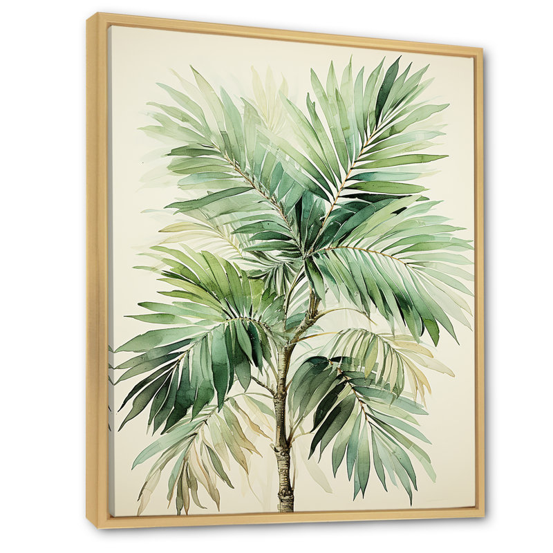Boulam minimalisme Plam Tree Solitude III, H 20 po x l 12 po x P 1 po, Cadre naturel flottant