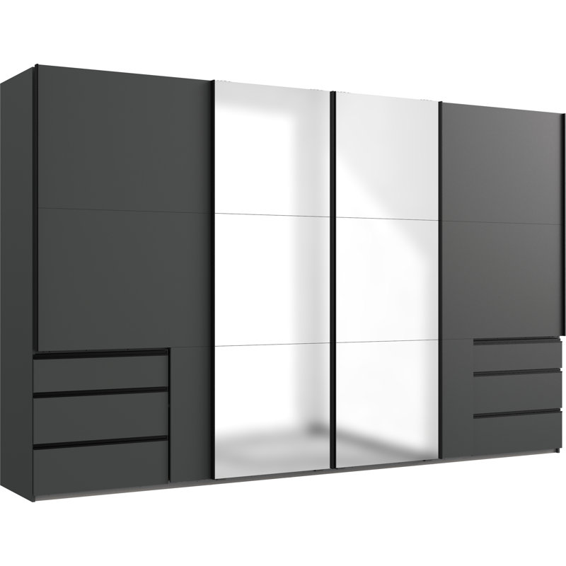 Guardino 4 Door Wardrobe, 216cm H x 350cm W x 65cm D, Graphite