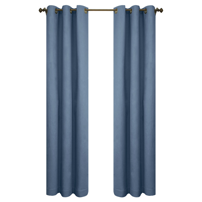Paire de rideaux obscurcissant et isolant avec œillets 100% coton Mcowenen, bleu, l 40 po x L 95 po