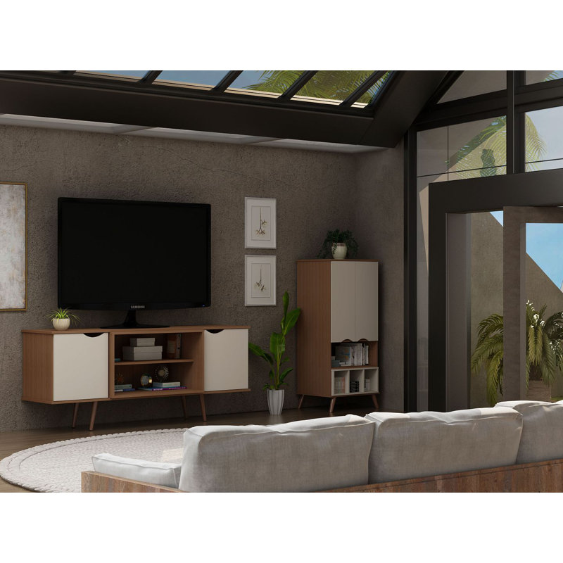 Hampton TV Stand for TVs up to 55", Off White/Maple