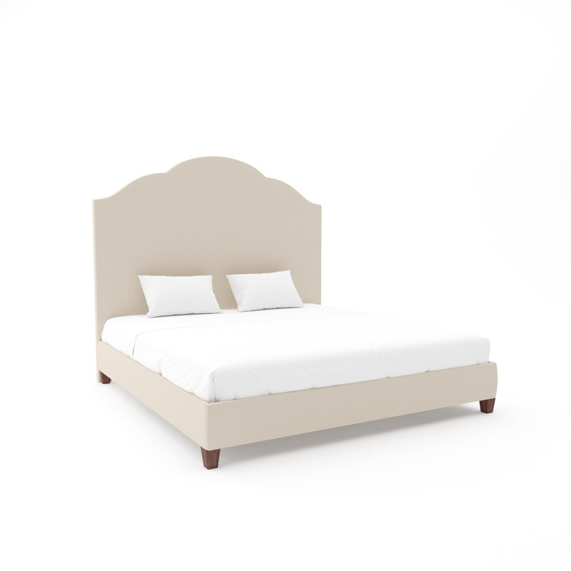 Lit Langley avec rails de 9 po, Velours lin performance vie élégante, Tabac riche, Lit double
