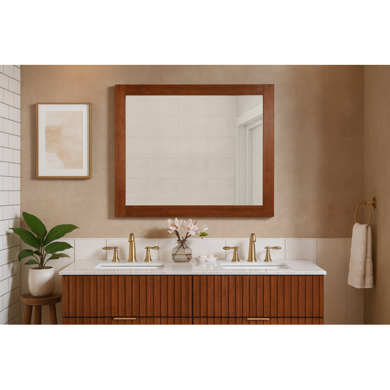 Kleier Wood Flat Wall Mirror, Walnut, 36" x 44"