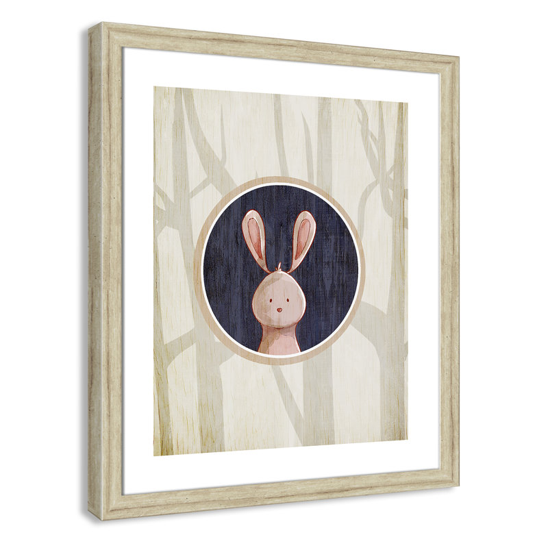 «Juvenile Forest Animals», impression sur papier, H 24,5 po x l 20,5 po x P 0,6 po, Beige Flat Framed