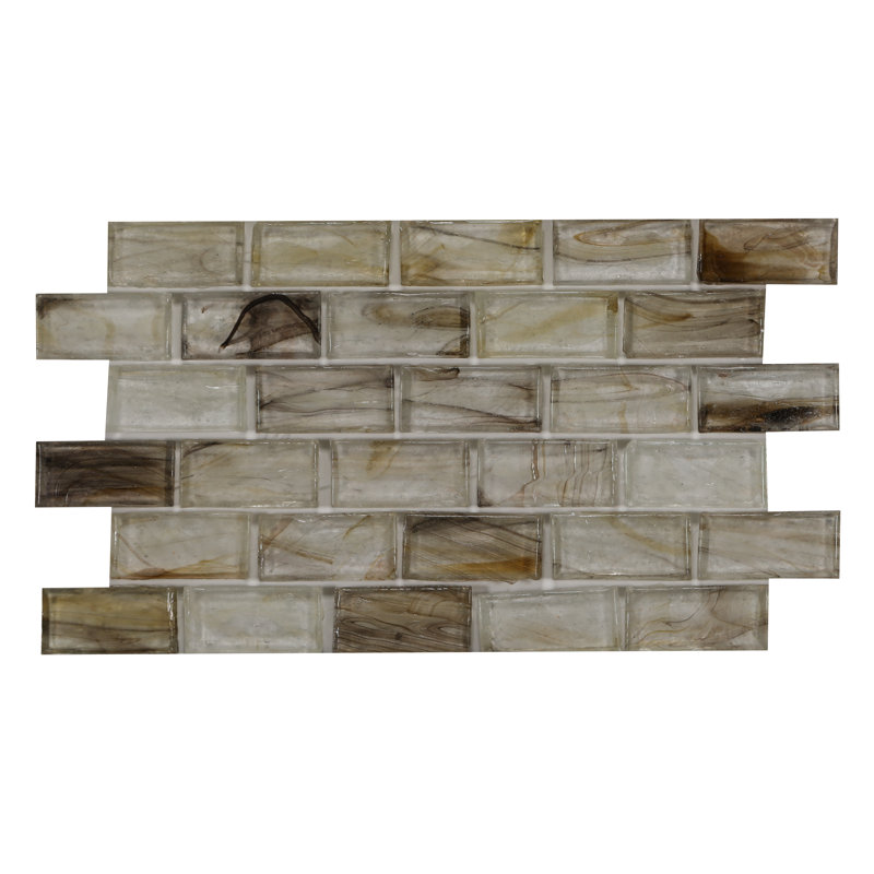 Carreau de mosaïque pour mur et plancher en brique de verre 1 po x 2 po Tiernan, Selene