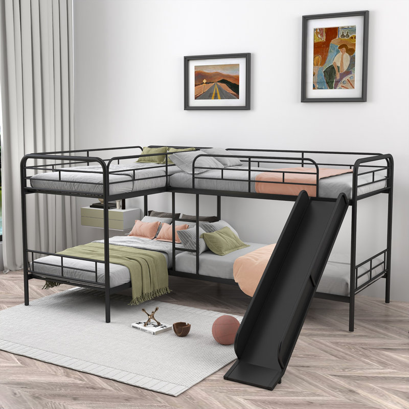 Aleshia Kids Twin Bunk Bed, Black