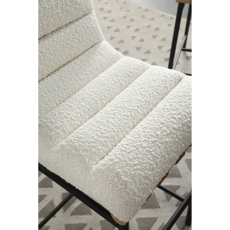 Fauteuil à hauteur de comptoir en tissu blanc 17,75 po Lahni, Blanc