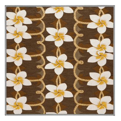  Washable Plumeria Chain Hawaiian Area Rug