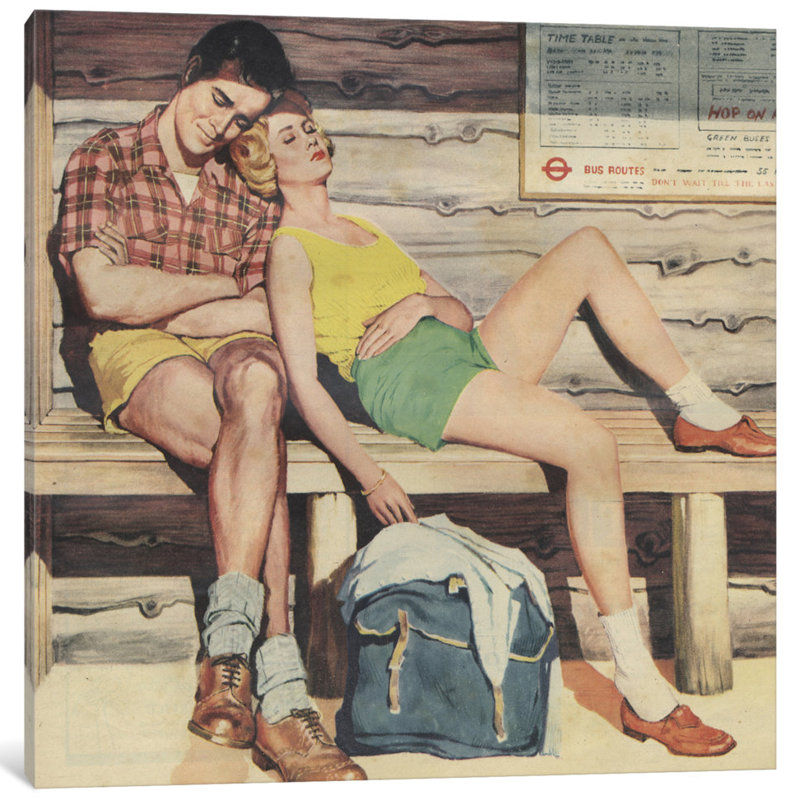 « sleepy couple », reproduction d’art sur toile, H 18 po x l 18 po x P 1,5 po