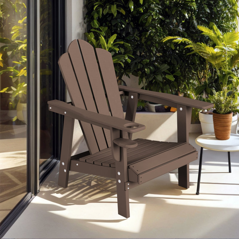 Devito All-Weather Resistant HDPE Plastic Oversize Adirondack Chair, Brown