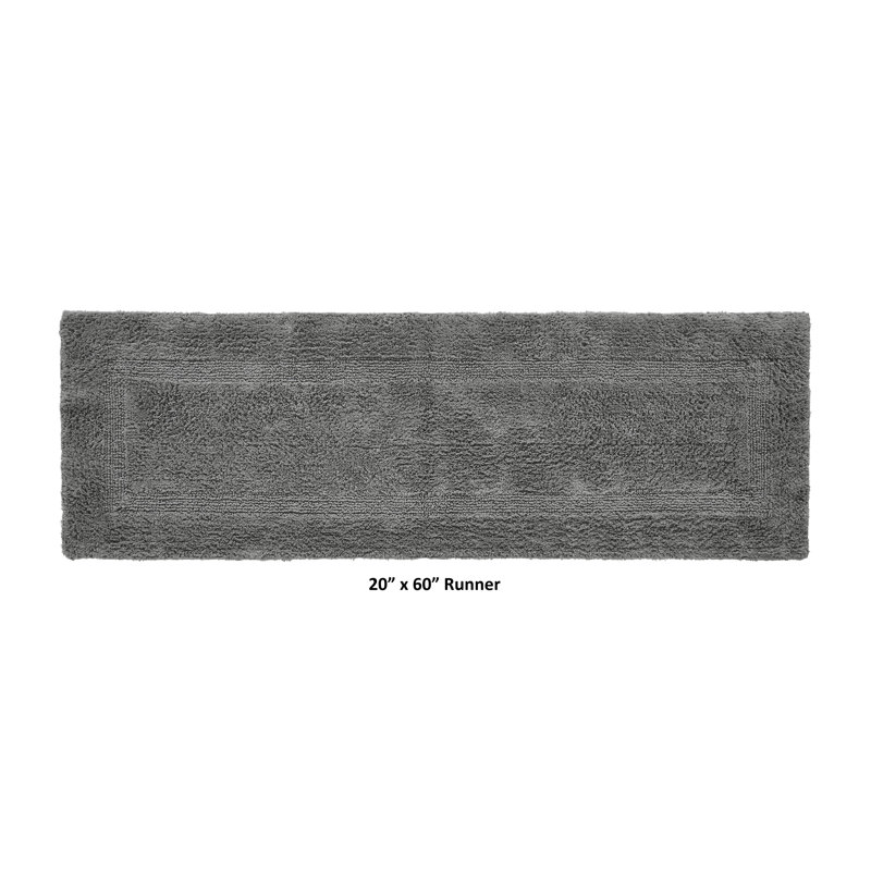 Rozanne Reversible Cotton Bath Rug, Gray, 20" x 60" Runner