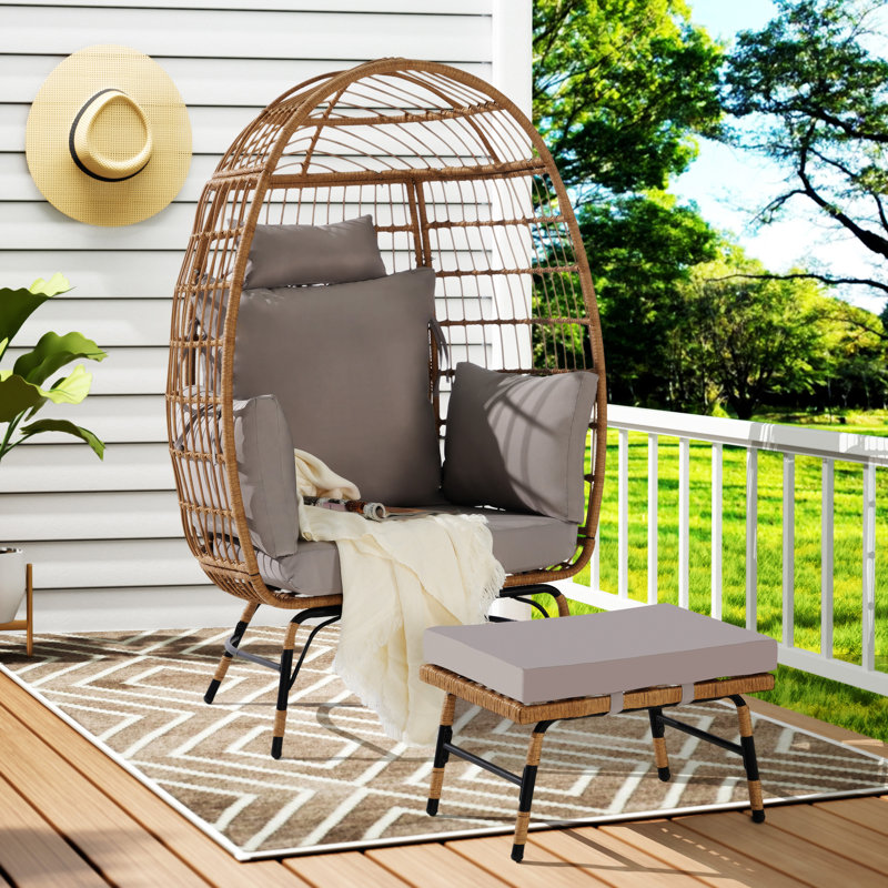 Fauteuil en osier, Gris clair / brun beige