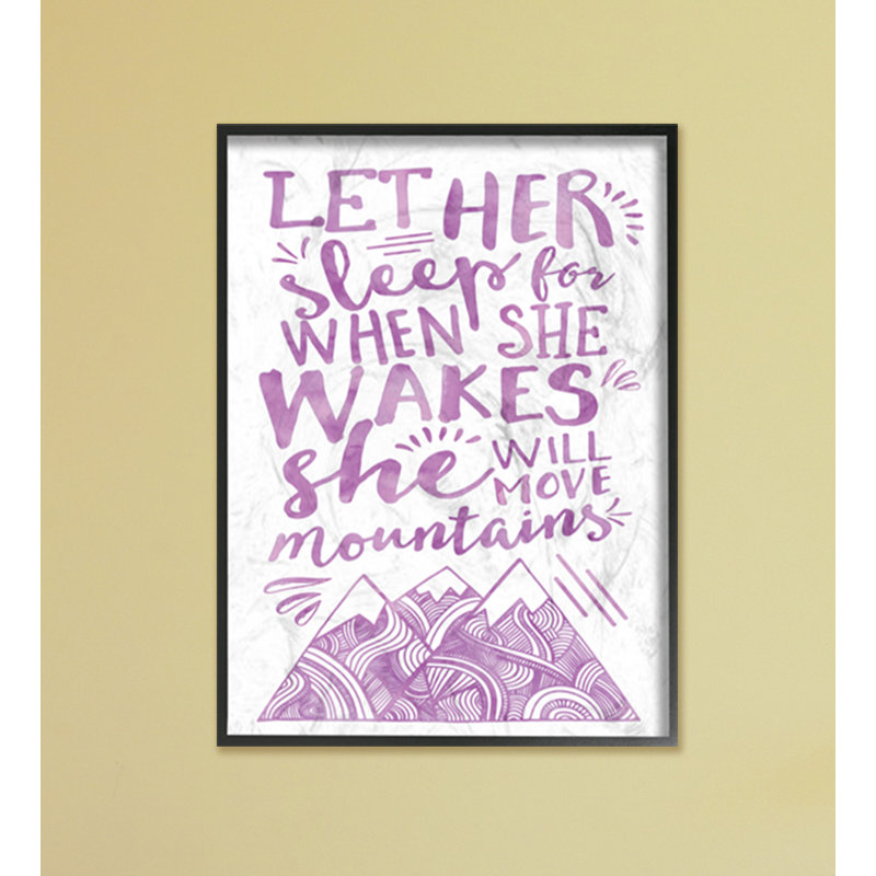 «Let Her Sleep Purple Mountains», reproduction d'art textuel sur papier encadré, H 14 po x l 11 po x P 1,5 po