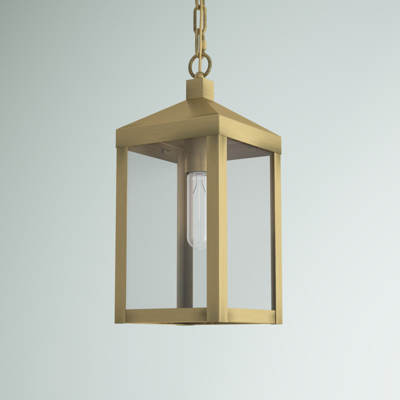 Inniss Outdoor Hanging Lantern, Antique Brass