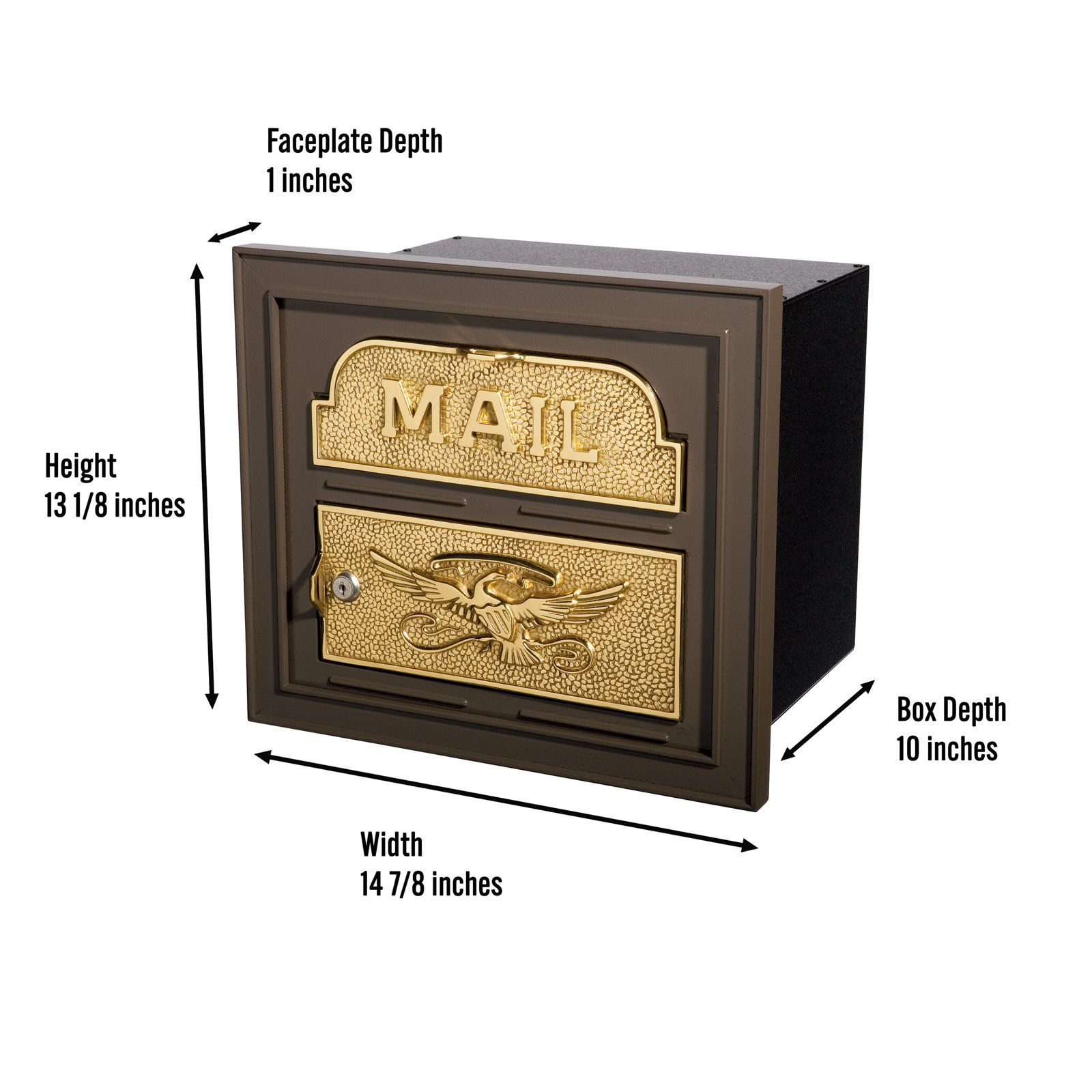 Classic Faceplate Mailbox - with Polished Brass Accents, Bronze