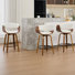 Modern Upholstered Swivel 30'' Bar Stools, Wood Kitchen Island Stools With Footrest