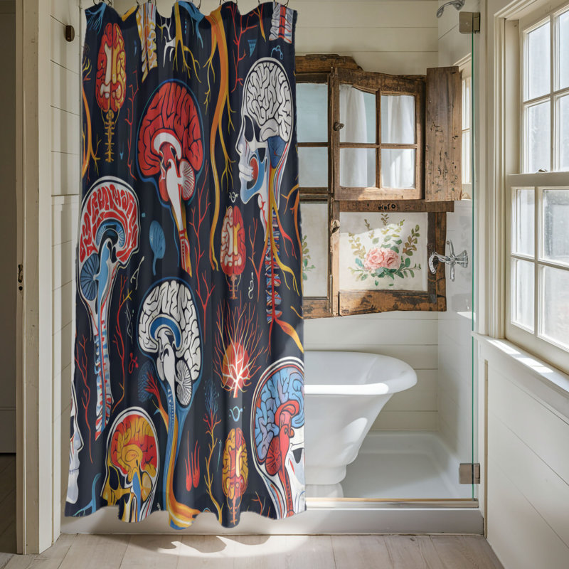 Neural Map - Premium Shower Curtain, H 74 po x l 71 po