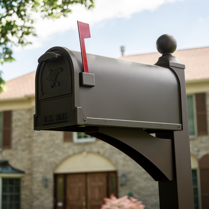 Bronze Steel Post-Mount Mailbox with Embossed Eagle
