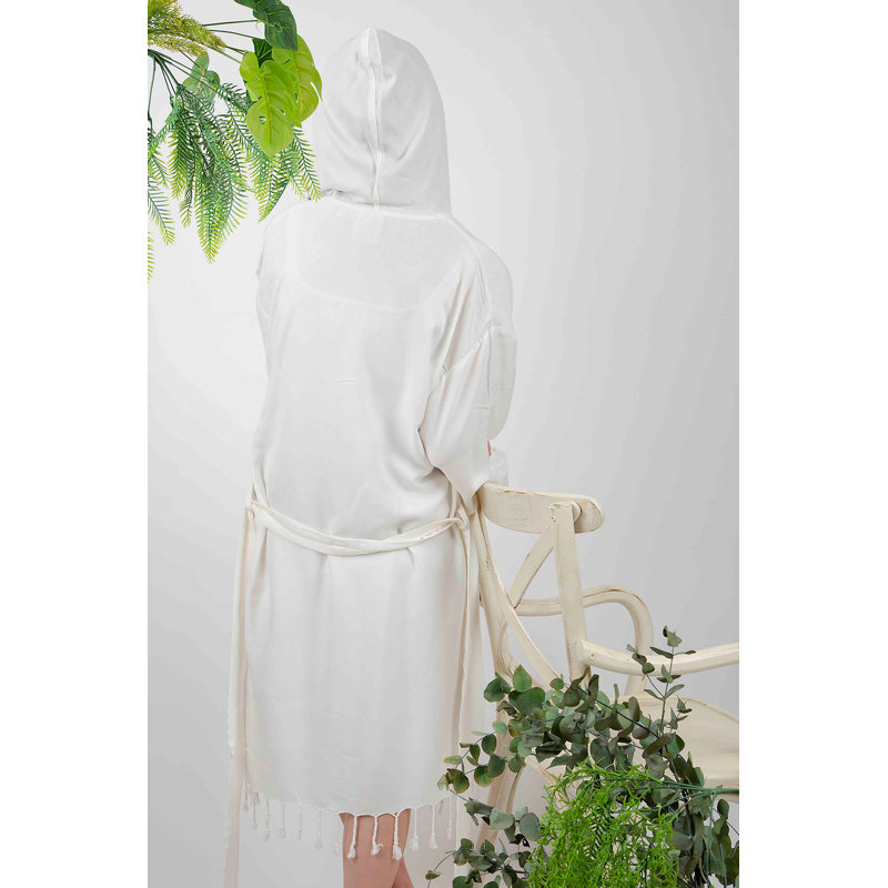 Kerin Above Knee Bathrobe with Pockets and Hood, XL