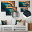 Coucher de soleil bleu à la plage avec vagues II - art mural moderne en métal plage-404631176