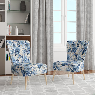 Chaise d'appoint rembourrée Serene Blue Garden