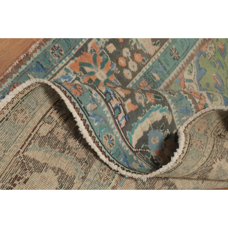 Tapis vert floral traditionnel 7 x 9