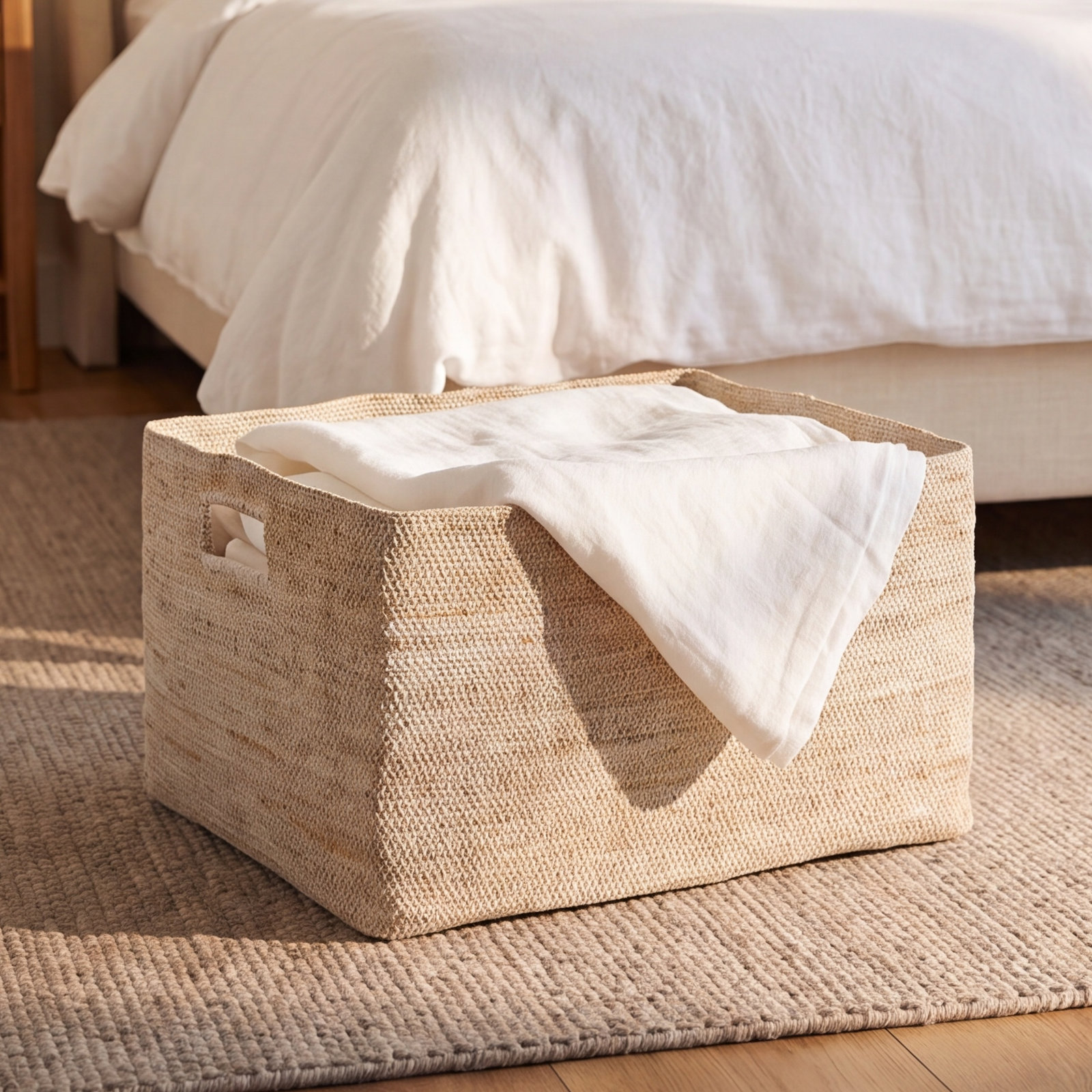 Essential Laundry Basket, White, 9" H x 17" W x 14" D