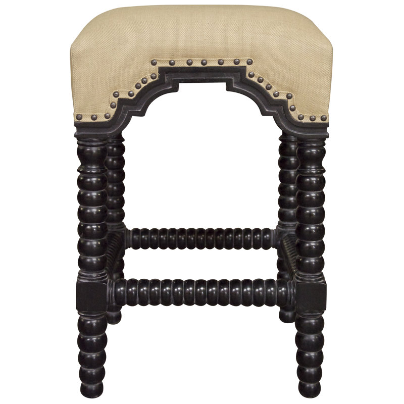 Abacus Upholstered Stool with Solid Wood Frame, Counter Stool (24" Seat Height)