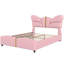Structure de lit rembourrée en similicuir, avec tête et pied de lit en forme de papillon, structure de lit plateforme avec décorations en métal-609708399-609708398