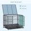 Chenil en cage 43 po en métal robuste avec roues verrouillables, porte double et plateau amovible, gris