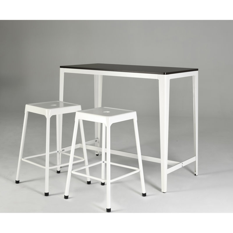 Table en H à hauteur de comptoir, brun / blanc, cuisine Mid-Century moderne, brun blanc