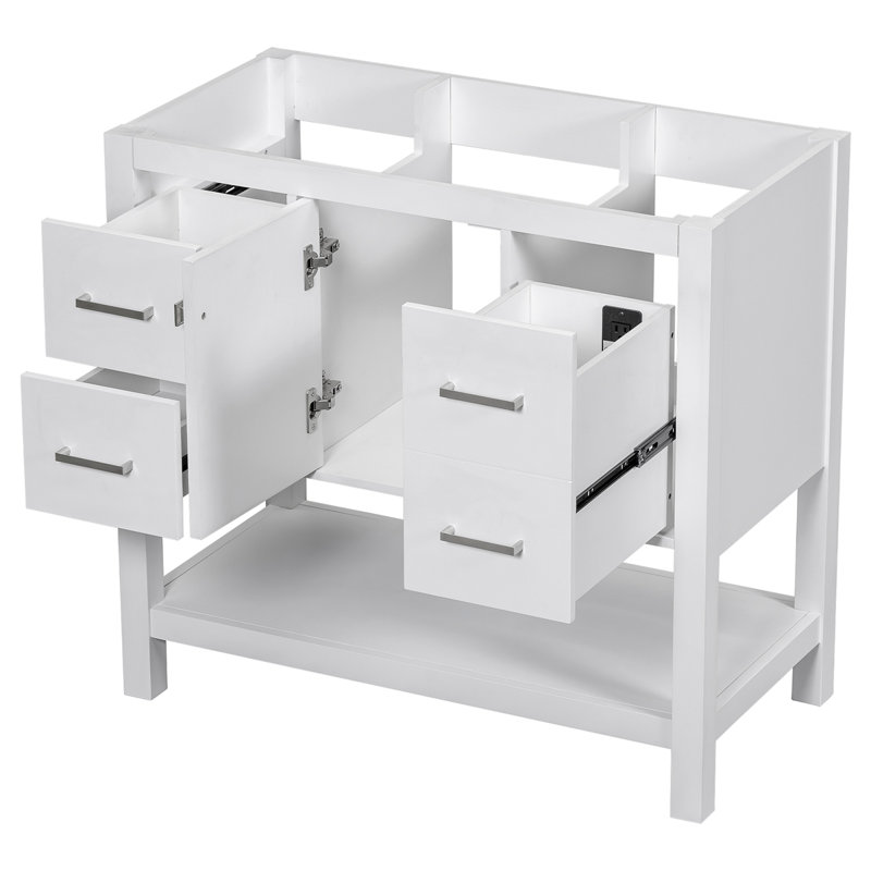 [Cabinet seulement] Meuble-lavabo moderne avec USB (lavabo non inclus), Blanc