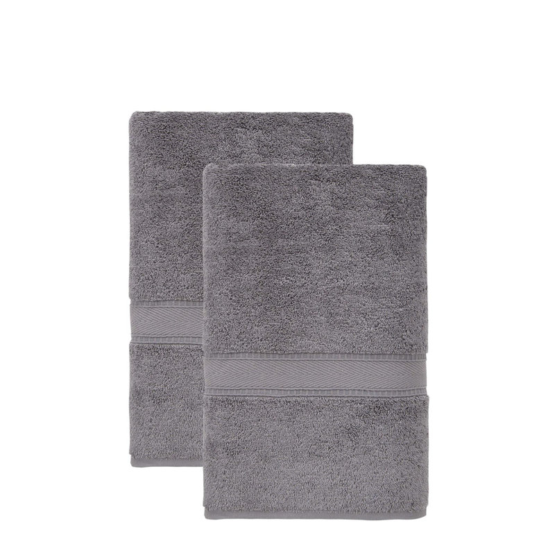 Ensemble de deux draps de bain en coton turc gris foncé 40" x 60"