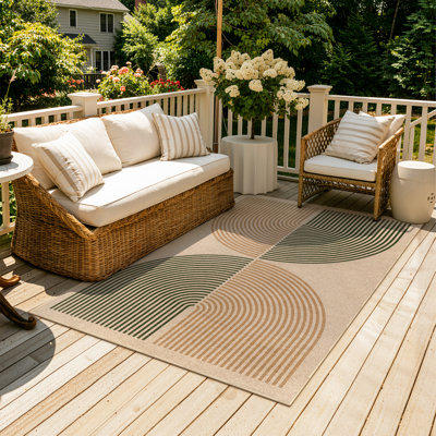 Narze Modern Easy Jute Machine Washable Outdoor Rug with Non-Slip Backing for RV, Backyard, Patio，Balcony