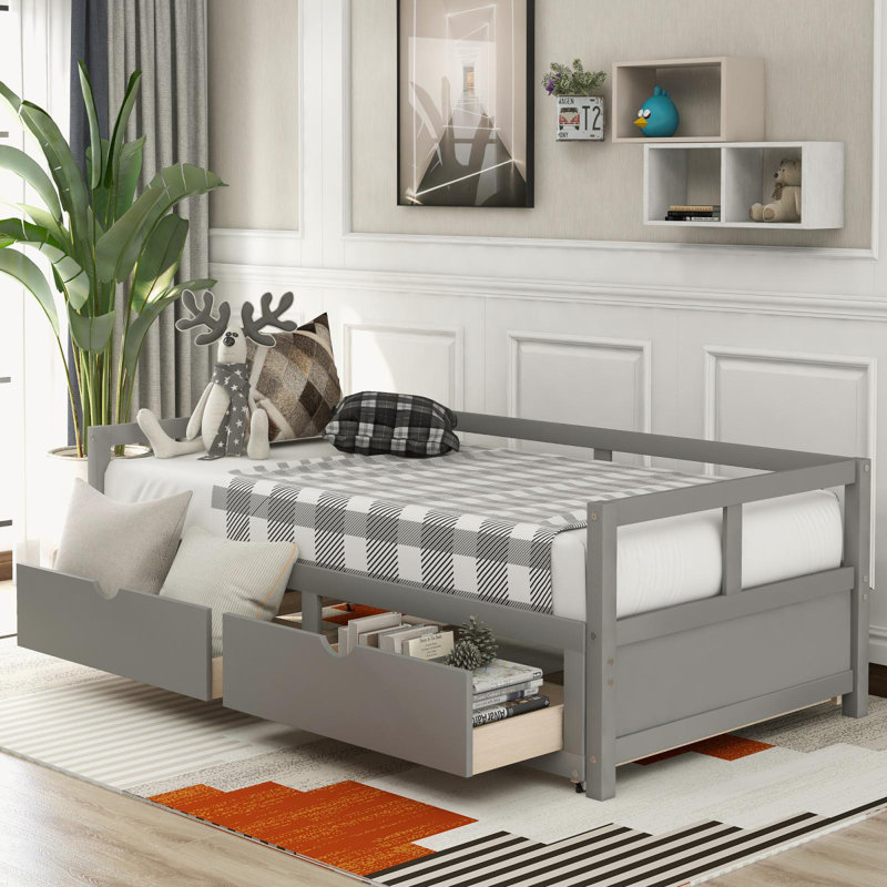 Lit de jour simple avec couchette Goessel, gris